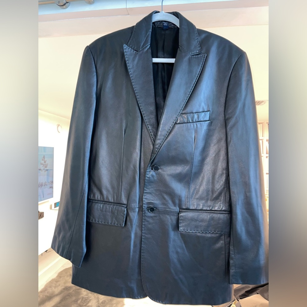 Tommy Hilfiger Soft Supple Plonge Lambskin Blazer Black Saddle Stitch